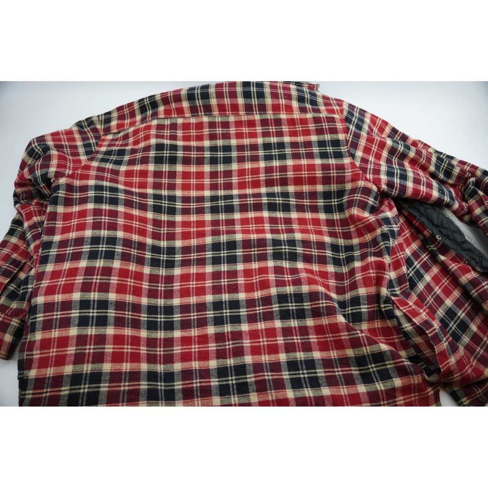 CACTUS Flannel Quilted Lined‎ Hooded Shirt Jacket Red Black Plaid Mens L - Picture 9 of 10